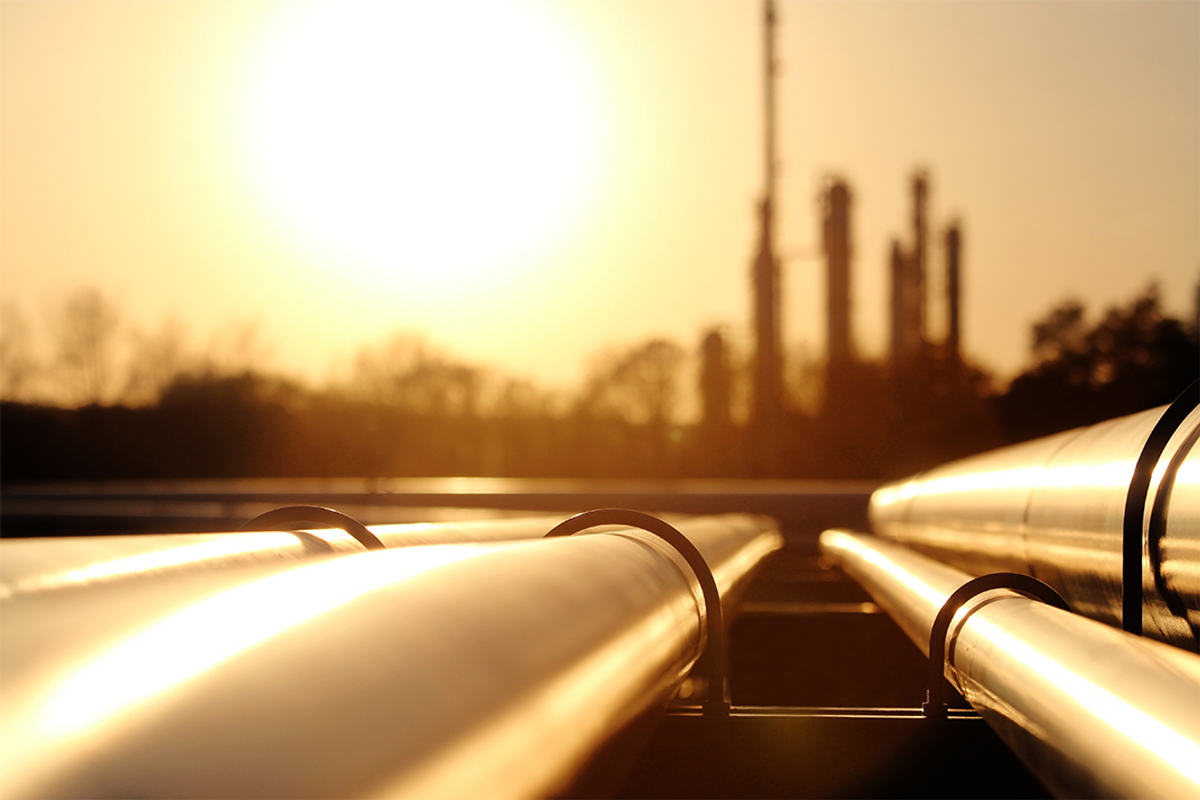 golden steel pipe network in crude oil refinery