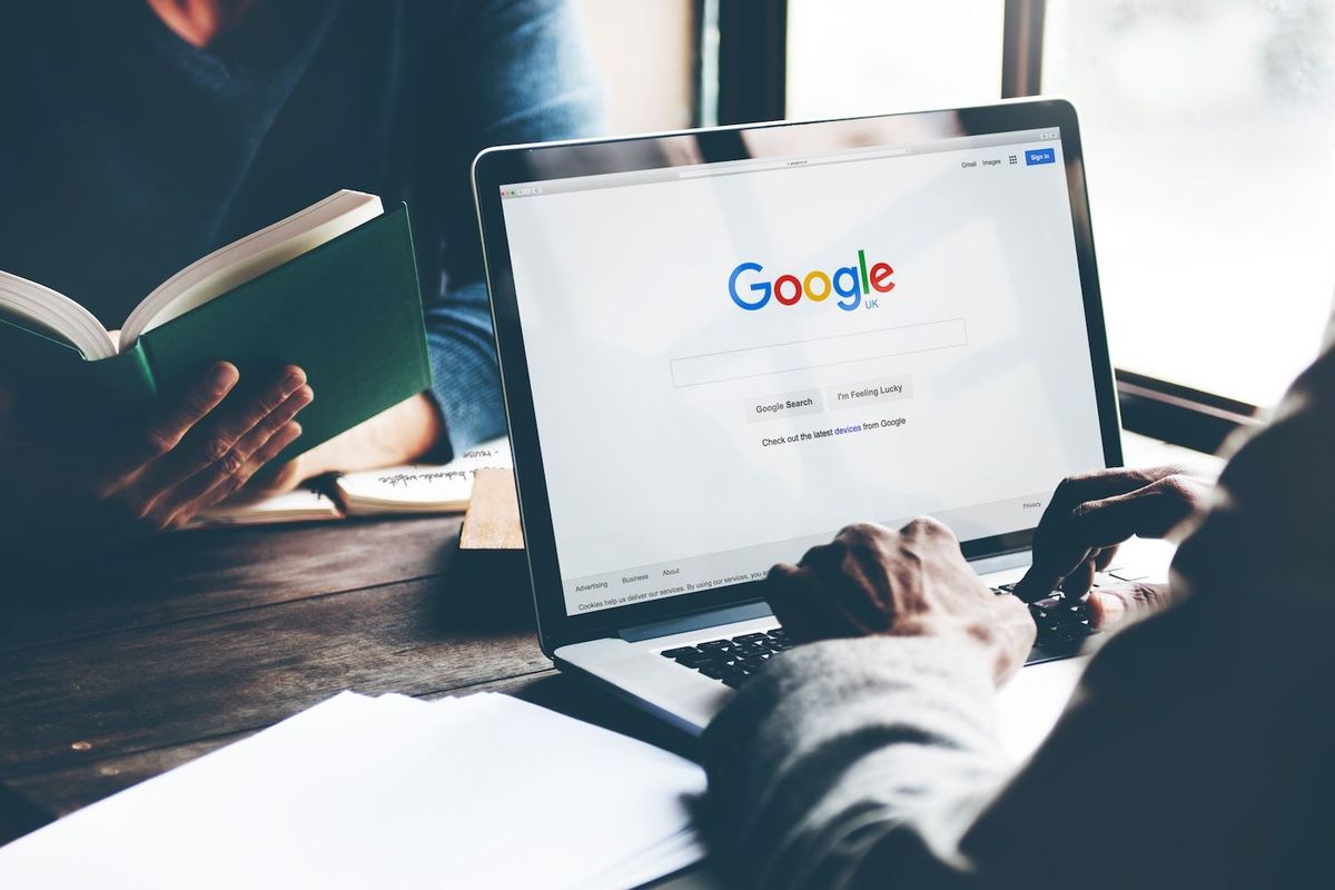 Google search engine on computer screen.