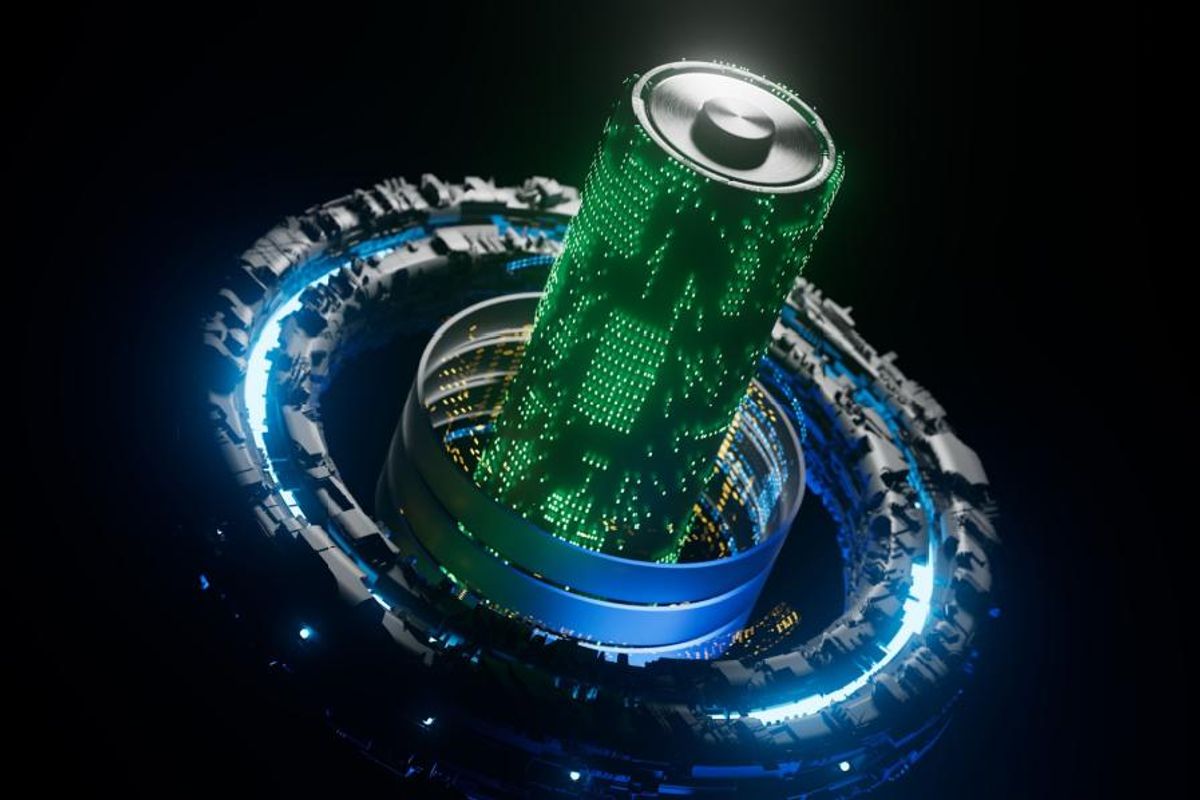 graphic of a battery coming out of a circle