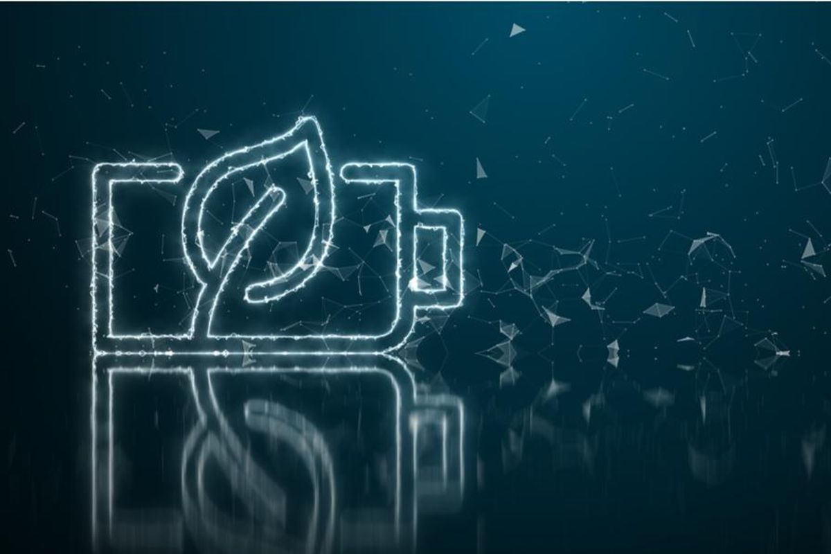 graphic representation of a battery with a leaf