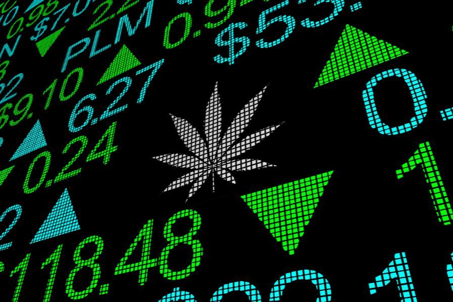 graphic showing cannabis plant as a ticker symbol