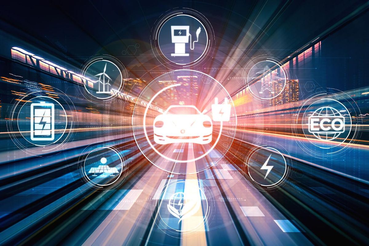 graphic showing electric vehicle