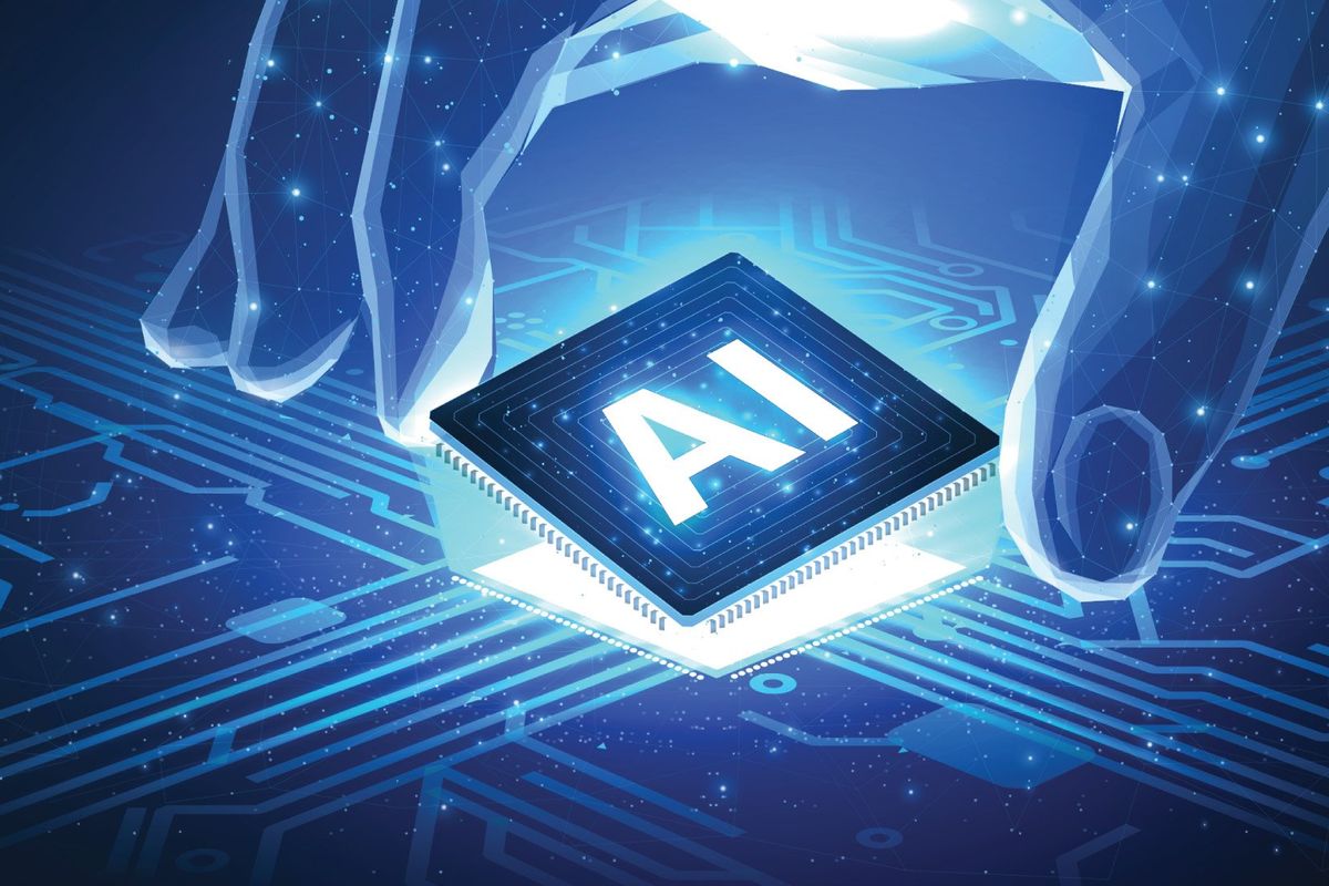 Hand holding an AI chip.