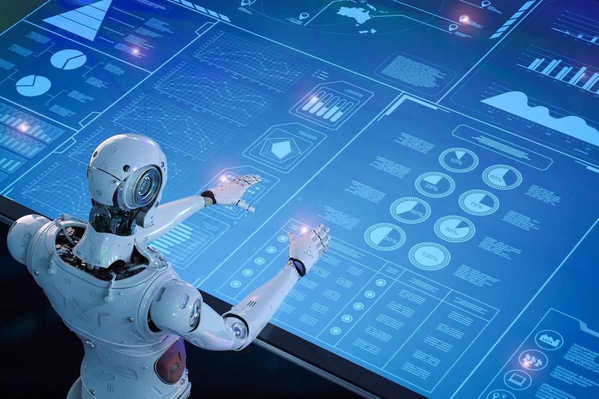 humanoid robot with digital graphic display