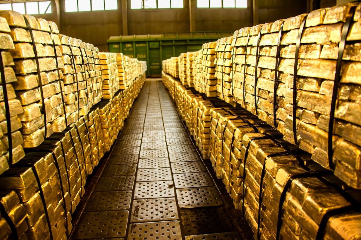 Hundreds of gold bars in storage.