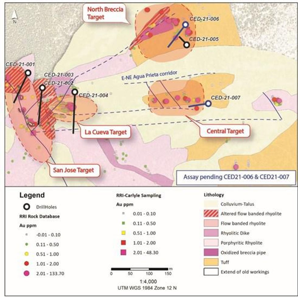 Carlyle and Riverside Resources Report 24.2 Meters of 1.51 g/t Gold at the Cecilia Project, Mexico