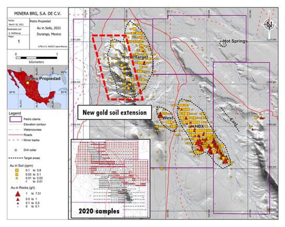 Geochemical Survey Expands Commander's Pedro Gold Zone, Mexico