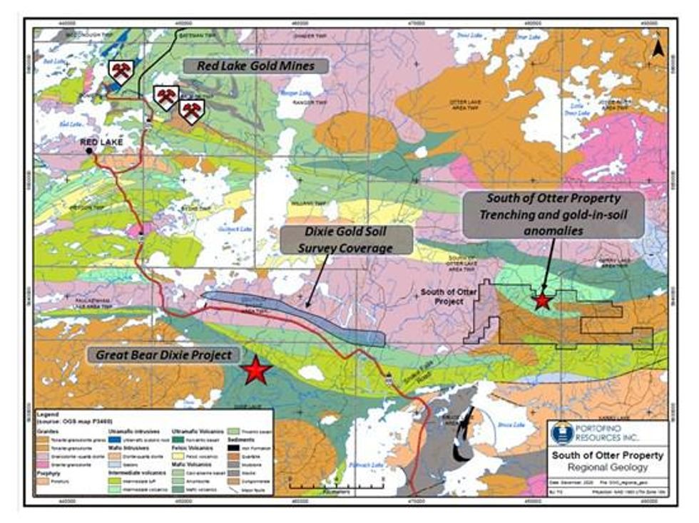 Portofino Receives Encouraging Phase 1 SGH Silver-Copper-VMS-In-Soil Anomalies at the South of Otter, Red Lake Property; Completes Phase 2 Program