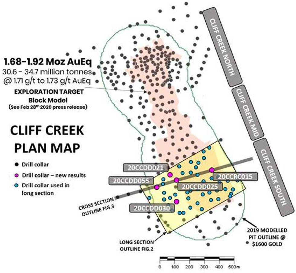 Benchmark Drills 714.12 g/t Silver and 5.02 Gold over 10.40 Metres Expanding Mineralization Within a Broader Zone of 64.00 Metres of 4.68 g/t Gold Equivalent at Cliff Creek South Zone