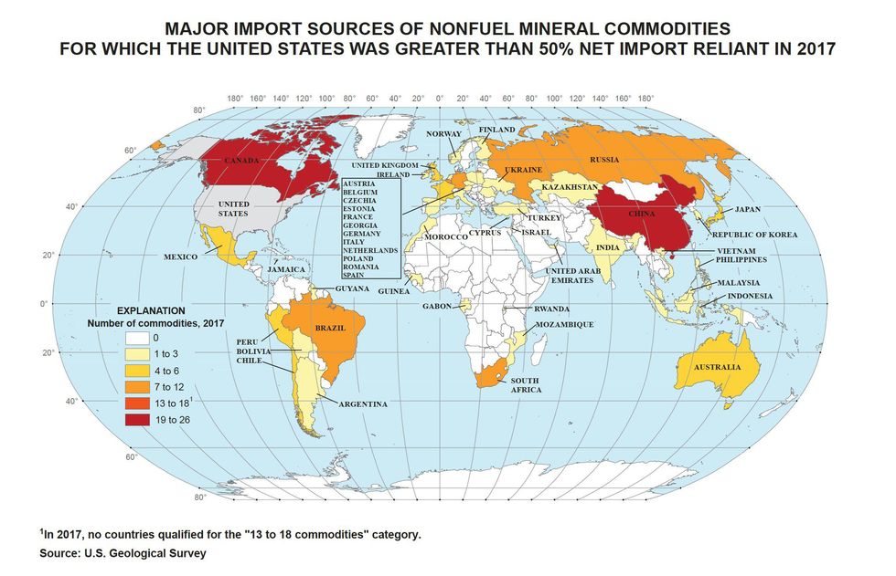 The US Relied 100 Percent on Imports for 21 Minerals in 2017 | INN