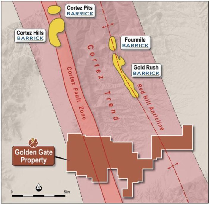 Scraper Property - Gravity Contour Map & Major Gold Deposits Defining the  Carlin Trend