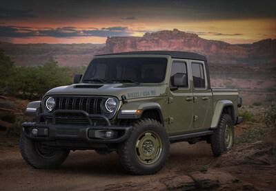 2026 Jeep® Gladiator Willys ‘41 buzz model channels military heritage with rugged design and trail-ready capability.