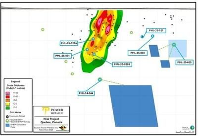 Figure 1 – Lion Drill holes reported in this news release, with off-hole BHEM anomalies from recent drilling (see Lion- Tiger Deep discussion below) (CNW Group/Power Metallic Mines Inc.)