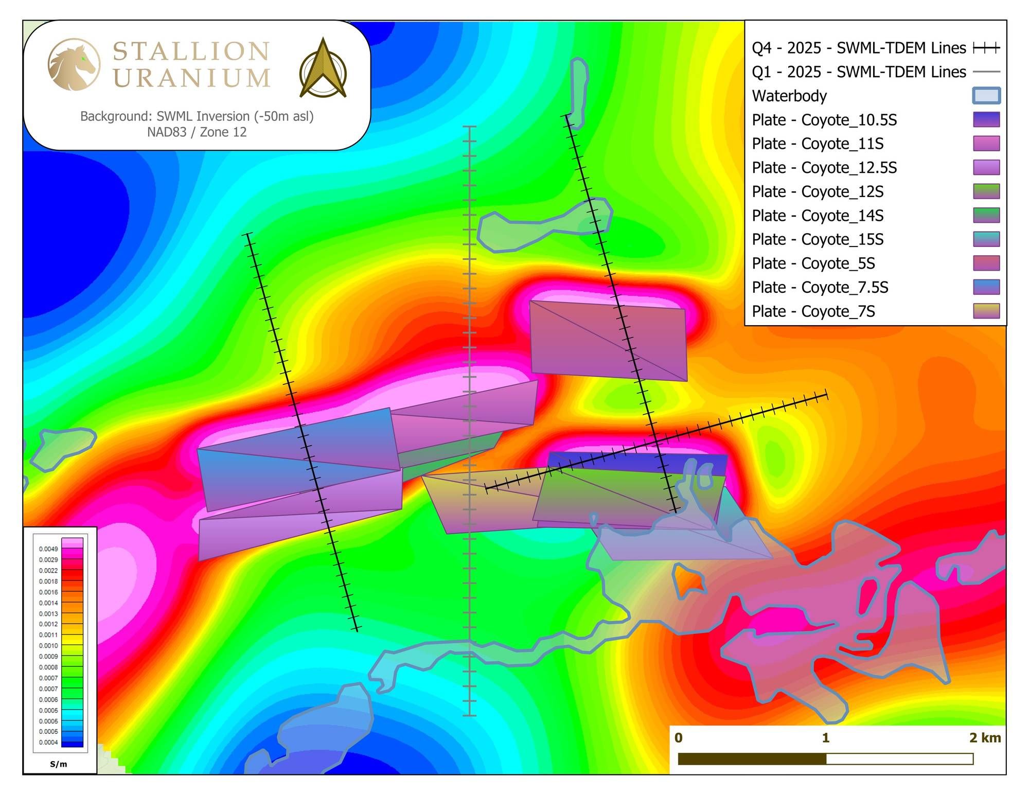 Figure 1: Results of SWML Plate Modeling with EM Plates 25 m below Unconformity