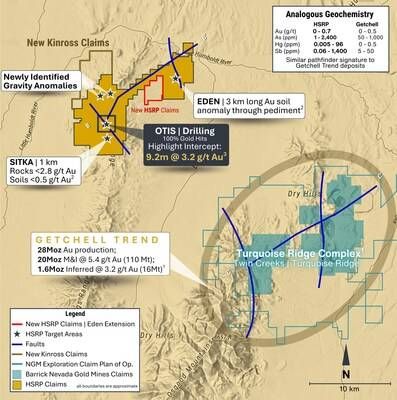 Figure 1: Location of Hot Springs Range Project relative to major gold deposits on Getchell Trend. (CNW Group/Eminent Gold Corp.)