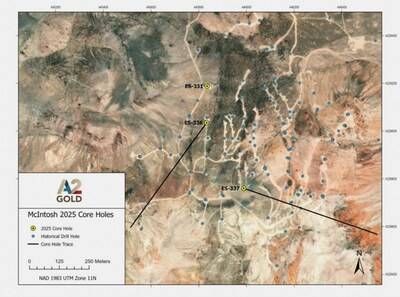 MAP 1: DRILLING MAP (CNW Group/A2 Gold Corp)