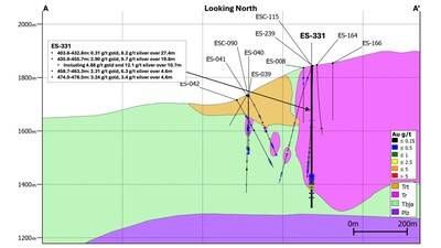 MAP 2a: X-Section (ES-331) (CNW Group/A2 Gold Corp)