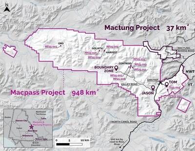 Map 1: Macpass Project and Mactung Project locations (CNW Group/Fireweed Metals Corp.) Map 1: Macpass Project and Mactung Project locations (CNW Group/Fireweed Metals Corp.)