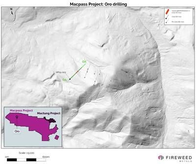 Map 3: Historical and 2025 drilling at Oro (CNW Group/Fireweed Metals Corp.) Map 3: Historical and 2025 drilling at Oro (CNW Group/Fireweed Metals Corp.)