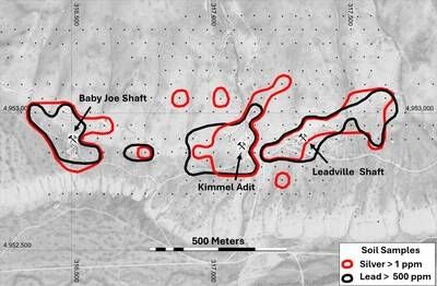 Figure 1 – Oxide Mineralization – 4.5 Square Km Silver-Lead Zone. (CNW Group/Black Mammoth Metals Corp)