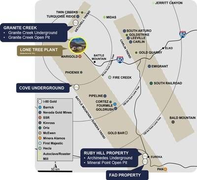 Figure 3: Regional Map of i-80 Gold assets in northern Nevada. (CNW Group/i-80 Gold Corp)