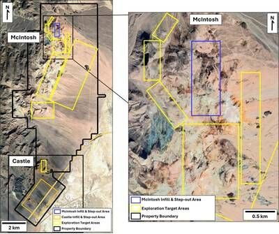 MAP 1: PROPERTY MAP & MCINTOSH TARGETS (CNW Group/A2 Gold Corp)