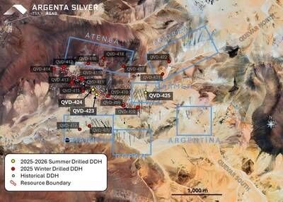 Figure 1 Map drill collars and targets (CNW Group/Argenta Silver Corp.)