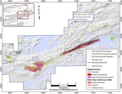 Figure 1: Drill holes completed through 2025 at the Shaakichiuwaanaan Property. (CNW Group/PMET Resources Inc.) Figure 1: Drill holes completed through 2025 at the Shaakichiuwaanaan Property. (CNW Group/PMET Resources Inc.)
