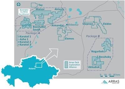 Figure 9: Arras Minerals Elemes Project and project portfolio located in Pavlodar, Northeastern Kazakhstan. (CNW Group/Arras Minerals Corp.) Figure 9: Arras Minerals Elemes Project and project portfolio located in Pavlodar, Northeastern Kazakhstan. (CNW Group/Arras Minerals Corp.)