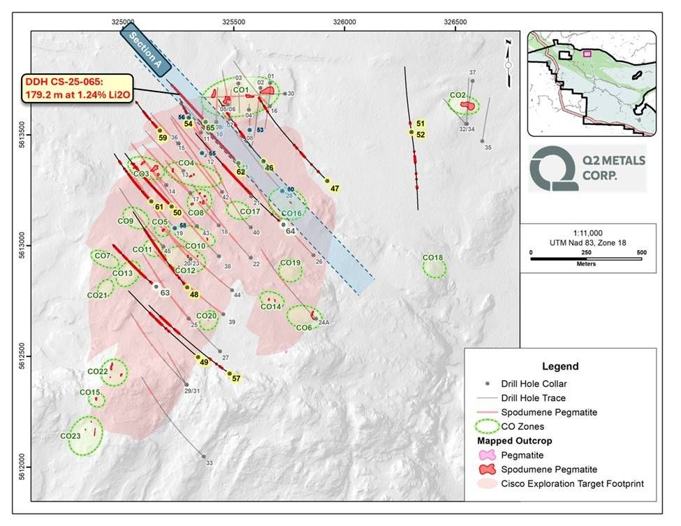 Map of Recent Drill Holes with Analytical Results at Cisco Project