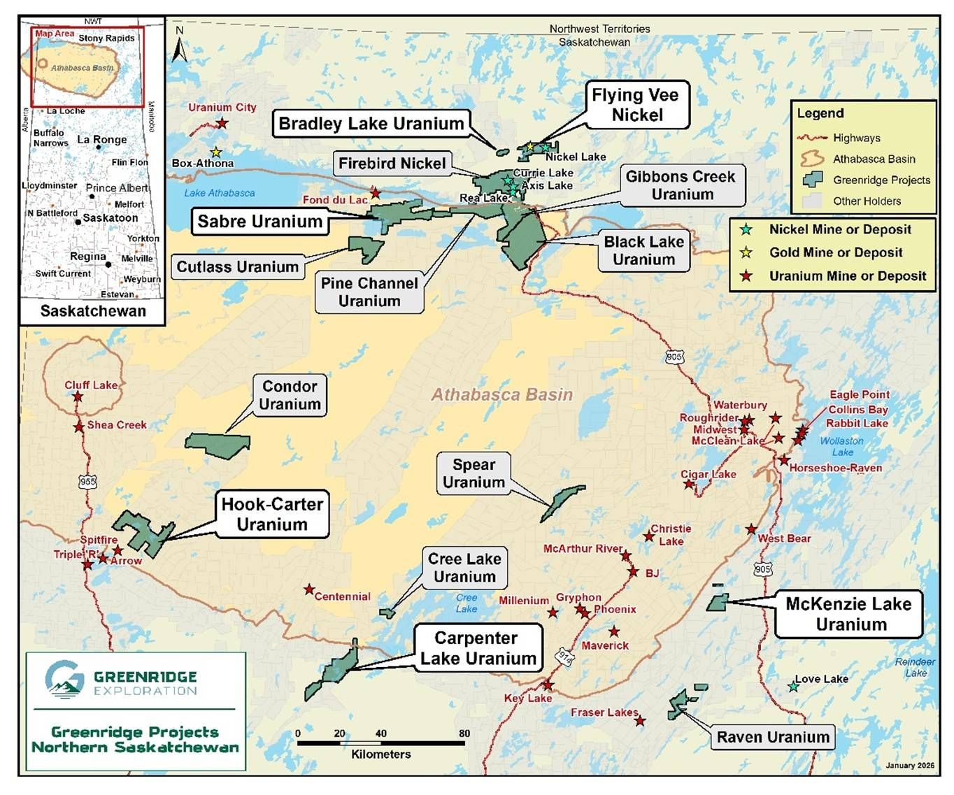 Greenridge's Exploration Projects in Athabasca Basin Region