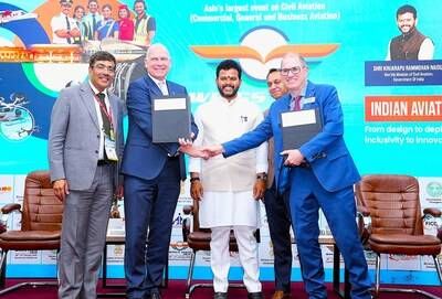 Boeing and Air India today announced an order for 30 fuel-efficient 737 MAX jets at the annual Wings Airshow in Hyderabad. Pictured left to right: Samir Kumar Sinha, Secretary, Ministry of Civil Aviation, India; Air India CEO Campbell Wilson; Kinjarapu Rammohan Naidu, Hon'ble Minister of Civil Aviation, India; Boeing India and South Asia President Salil Gupte; and Paul Righi, Boeing vice president, Commercial Sales and Marketing, Eurasia, India and South Asia.