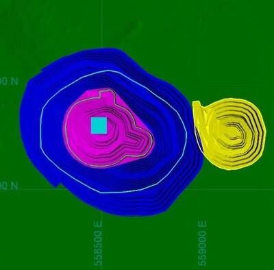 Figure 1: Plan View of Open Pit showing Grade Control Program Area (CNW Group/Mayfair Gold Corp.)