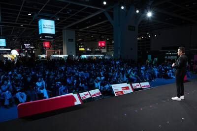 Justin Sun, Founder, TRON, addresses the Consensus crowd at the Auros Mainstage during Consensus Hong Kong 2026.