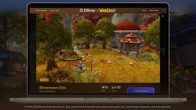The Zillow for Warcraft experience brings Zillow's familiar home exploration into a fantasy setting. The microsite highlights a mix of player-favorite housing creations and early looks at Blizzard-built homes inspired by iconic Warcraft styles, such as Stormwind townhouses and Horde-influenced bungalows.