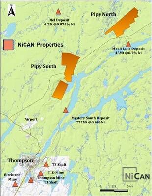 Figure 4: Pipy South Property Location and Infrastructure (CNW Group/Nican Ltd.)