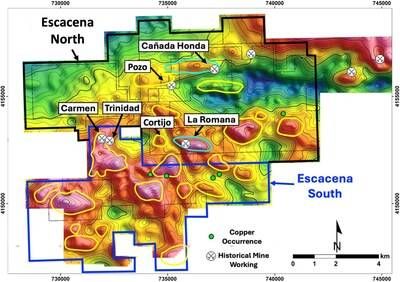 Figure 1 – Escacena Project gravity anomaly targets (CNW Group/Pan Global Resources Inc.)