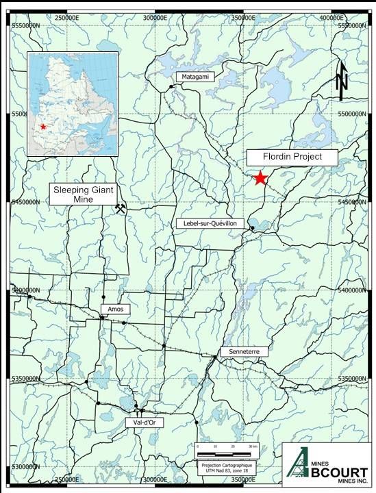 Regional location of the Flordin property