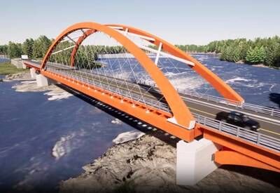 Conceptual of the proposed Berens River bridge near Pikangikum First Nation in northwestern Ontario. Source: Berens River Bridge and Road communities' website (CNW Group/Frontier Lithium Inc.)