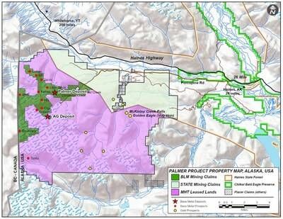 Figure 1: Palmer Project, SE Alaska, Mineral Tenure Map (CNW Group/Vizsla Copper Corp.)