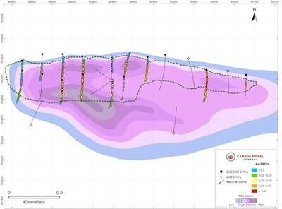 Figure 1 – Midlothian – CNC Drillholes and Mineralogical sample locations (CNW Group/Canada Nickel Company Inc.)