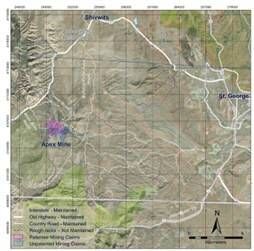 Figure 4: Location of Apex Project; 23 km from St. George, Utah (CNW Group/Blue Moon Metals)