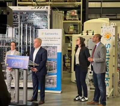 EMP Metals CEO and Saltworks CEO Host BC Minister of Jobs and Economic Growth, and Representatives from the Government of BC, for Announcement of $1 Million in Funding (CNW Group/EMP Metals Corp.)