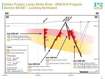 Lucky Strike Section EE-EE' (CNW Group/P2 Gold Inc.)