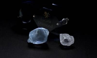 High quality 36.92 carat blue Type IIB diamond recovered from the Karowe Mine. (CNW Group/Lucara Diamond Corp.) High quality 36.92 carat blue Type IIB diamond recovered from the Karowe Mine. (CNW Group/Lucara Diamond Corp.)