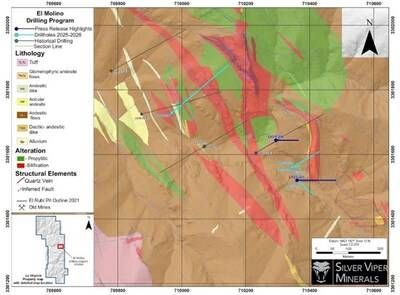 Figure above: Drilling at El Molino Zone (CNW Group/Silver Viper Minerals Corp.)