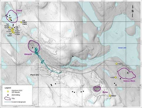 Goose Mine Drill Hole Locations.