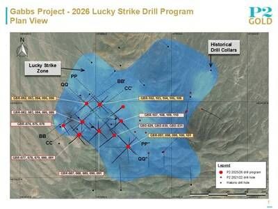 Lucky Strike Plan View (CNW Group/P2 Gold Inc.) Lucky Strike Plan View (CNW Group/P2 Gold Inc.)