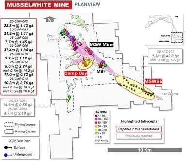 Figure 3: Camp Bay Surface Plan Drill Result Highlights (CNW Group/Orla Mining Ltd.)