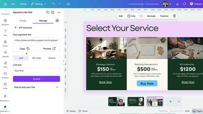 PayPal Payment Links in Canva Example
